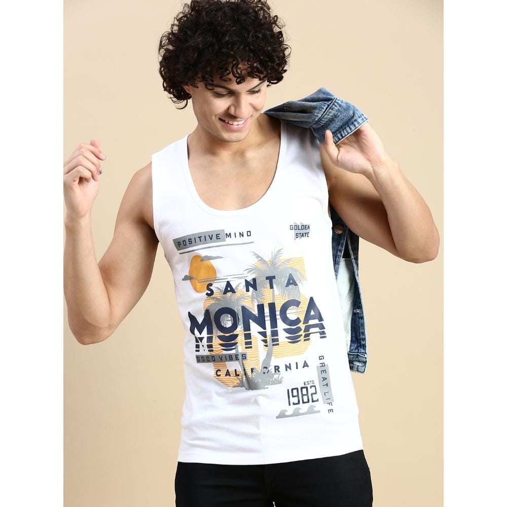 BLACK RADIO Mens Scoop Neck Sleeveless Graphic Printed Yellow T-Shirt