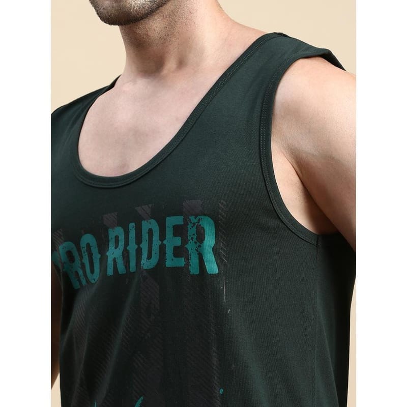 BLACK RADIO Mens Scoop Neck Sleeveless Graphic Printed Steal Green T-Shirt