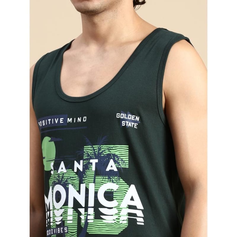 BLACK RADIO Mens Scoop Neck Sleeveless Graphic Printed Steal Green T-Shirt