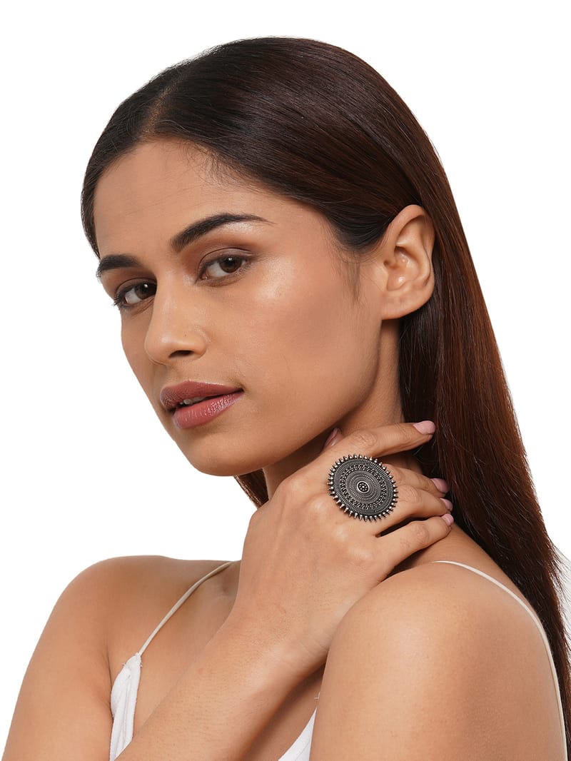 Binni's Wardrobe Silver-Toned Adjustable Finger Ring