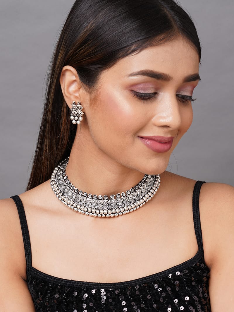 Binni's Wardrobe  women silver oxsidised choker