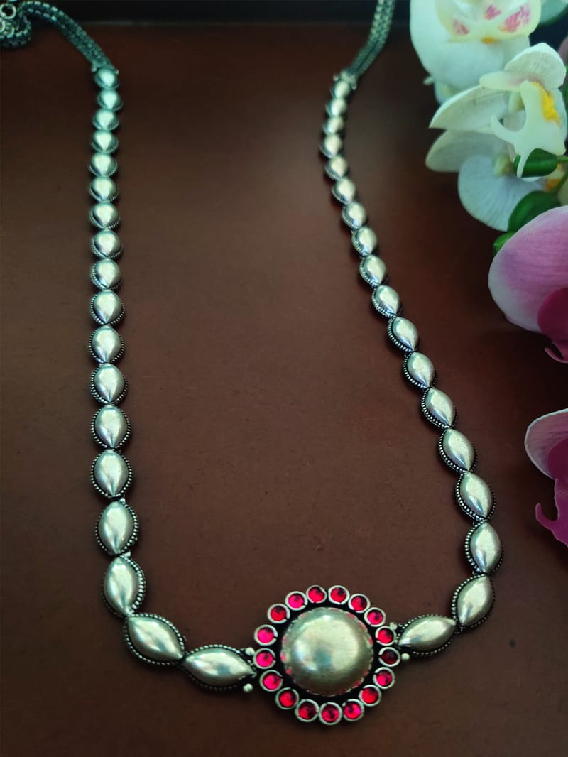 Binni's Wardrobe German silver green and pink stone polki waist chain