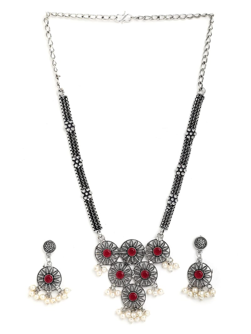 Binni's Wardrobe German silver red stone neckalce