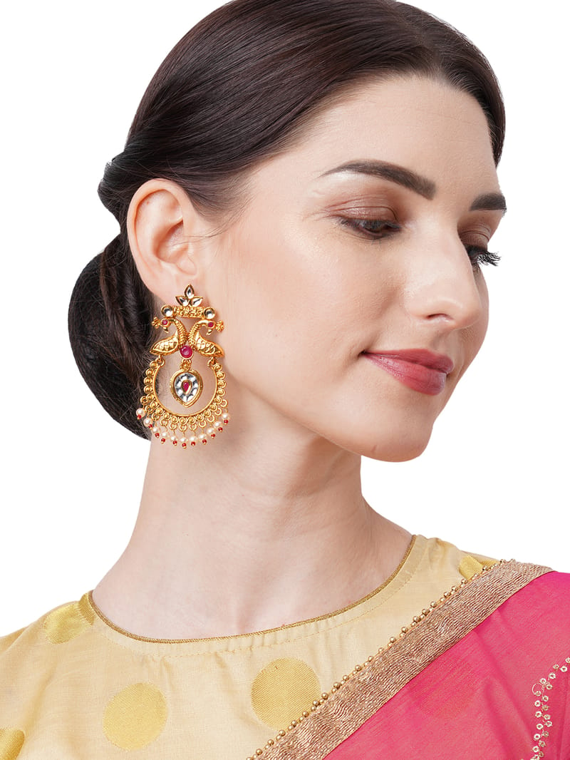 Binni's Wardrobe Women Gold-Toned Gold-Plated Contemporary Dangler Drop Earrings