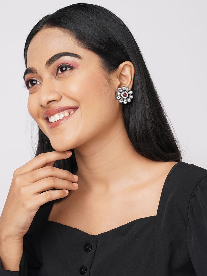 Binni's Wardrobe German silver Polki dots studs