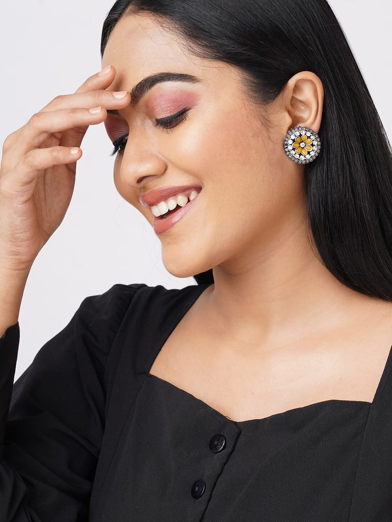 Binni's Wardrobe silver plated yellow stone studs