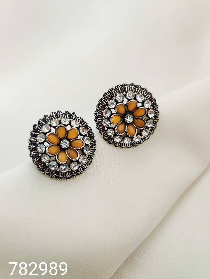 Binni's Wardrobe silver plated yellow stone studs