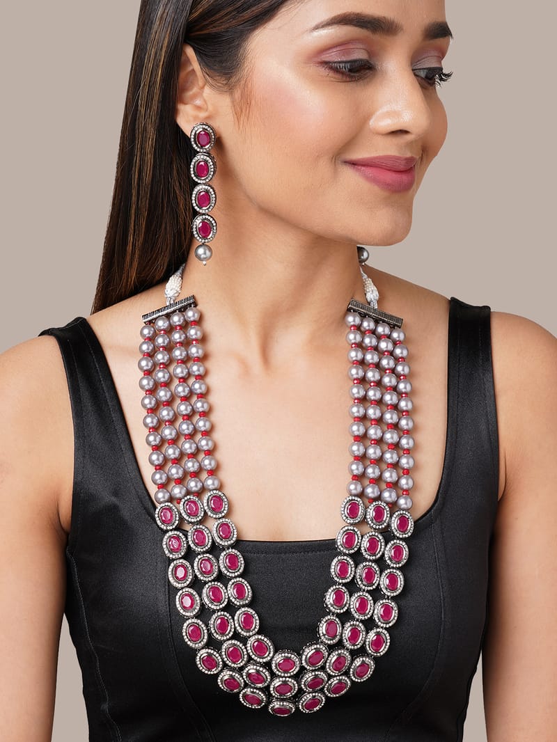 Binni's Wardrobe  Red stone long jewellery set