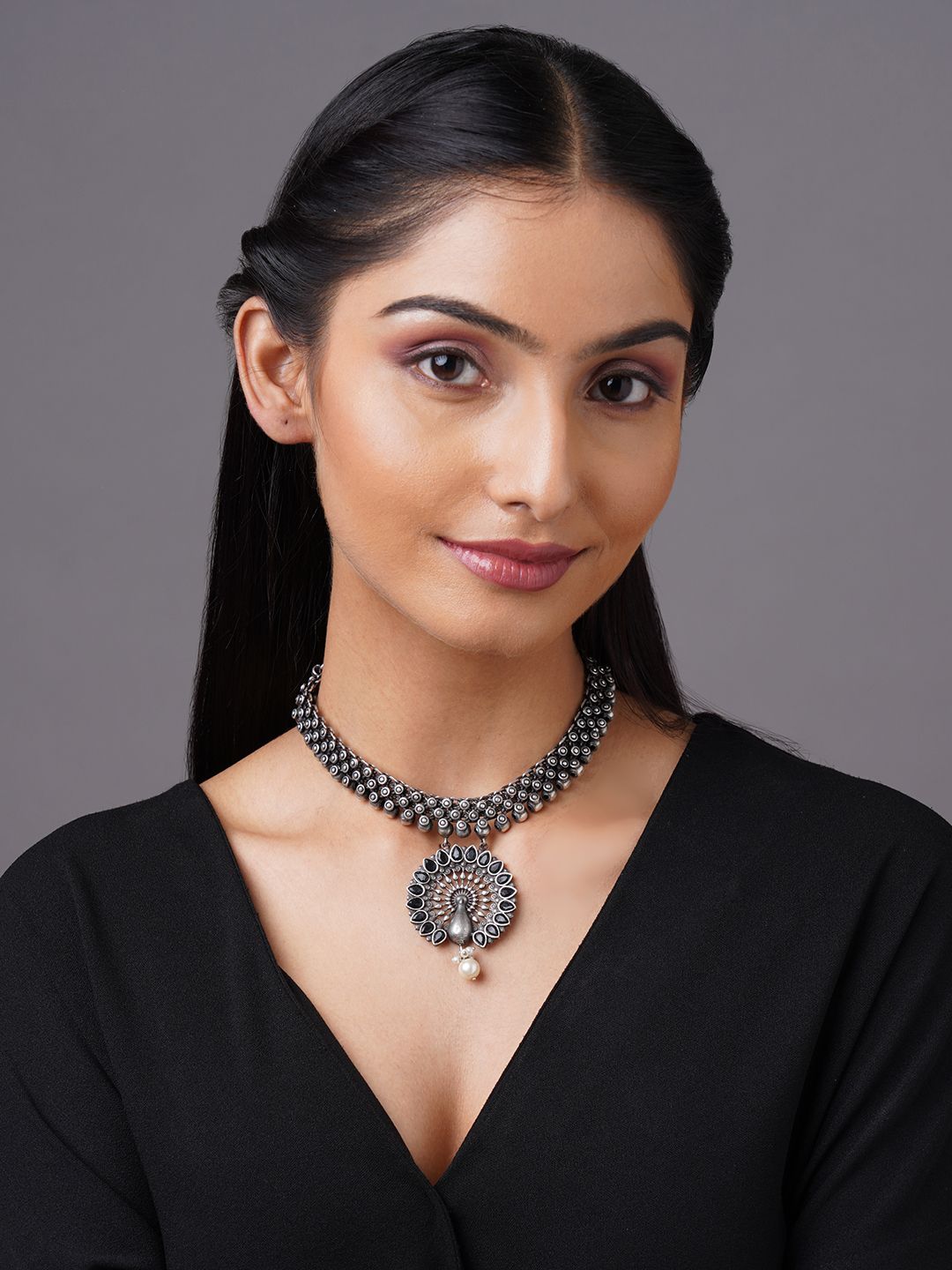 Binni's Wardrobe German silver peacock pendant necklace