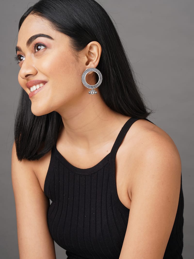 Binni's Wardrobe Women german silver round stud earring