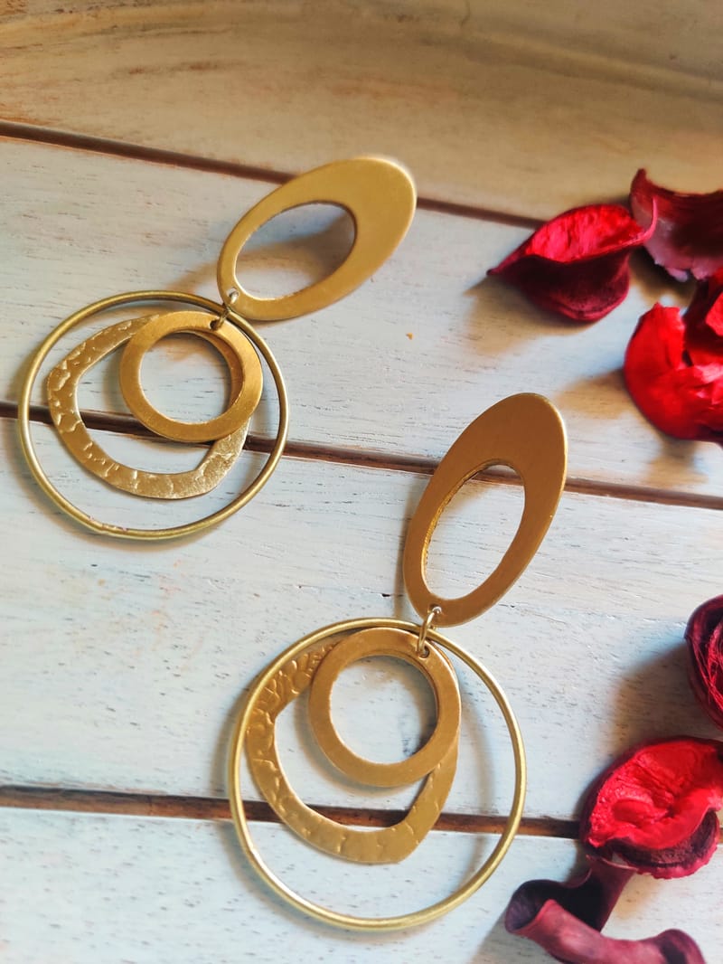 Binni's Wardrobe gold plated Contemporary Drop Earrings