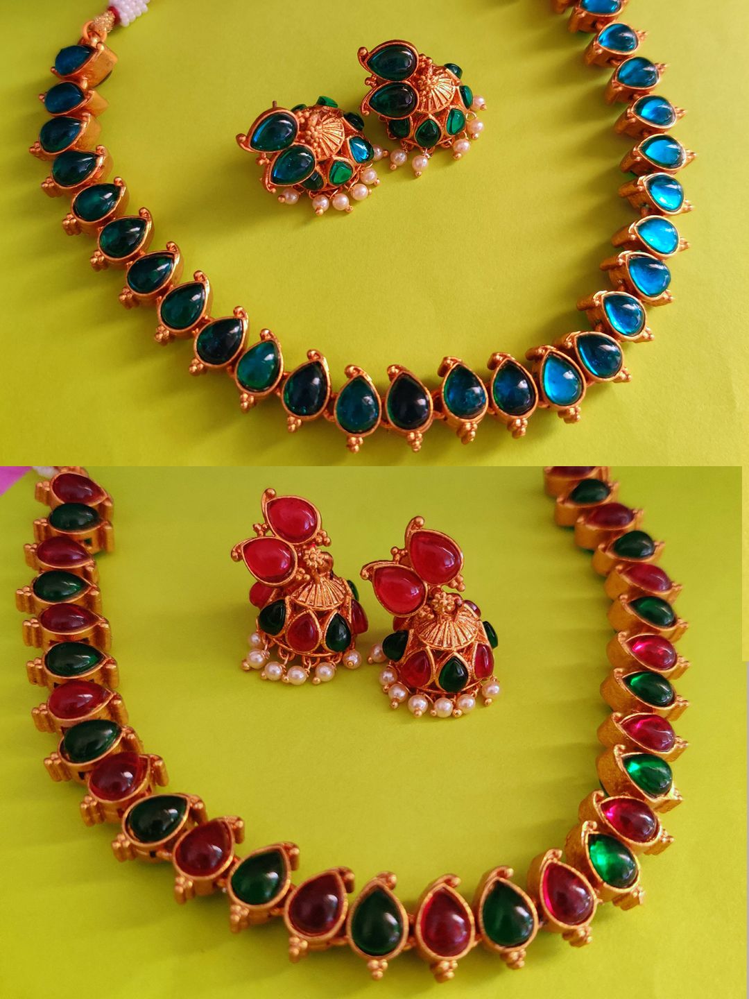 Binni's Wardrobe  gold plated dual colour necklace set