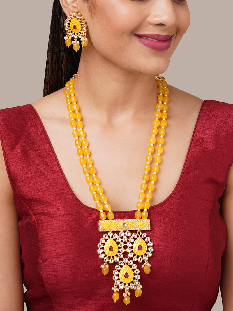 Binni's Wardrobe  women yellow stone jewellery set