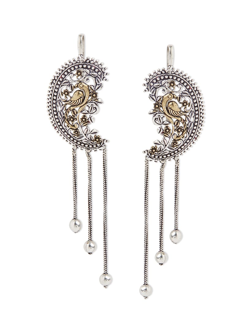 Binni's Wardrobe German silver dual toned hanging ball earring