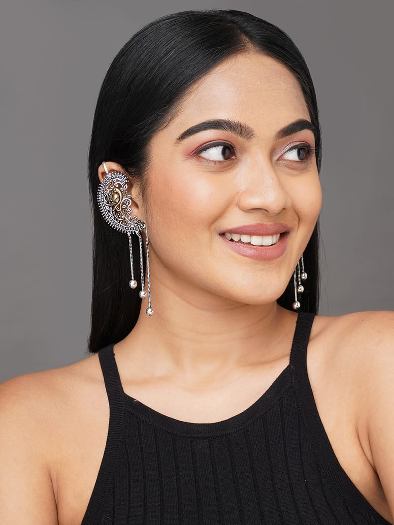 Binni's Wardrobe German silver dual toned hanging ball earring