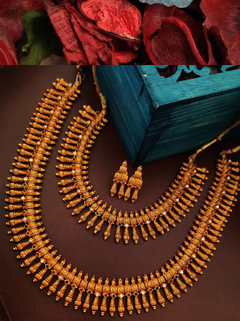 Binni's Wardrobe  kolapuri long and short necklace in one set