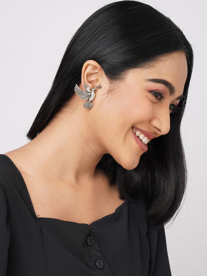 Binni's Wardrobe German silver-toned bird earring