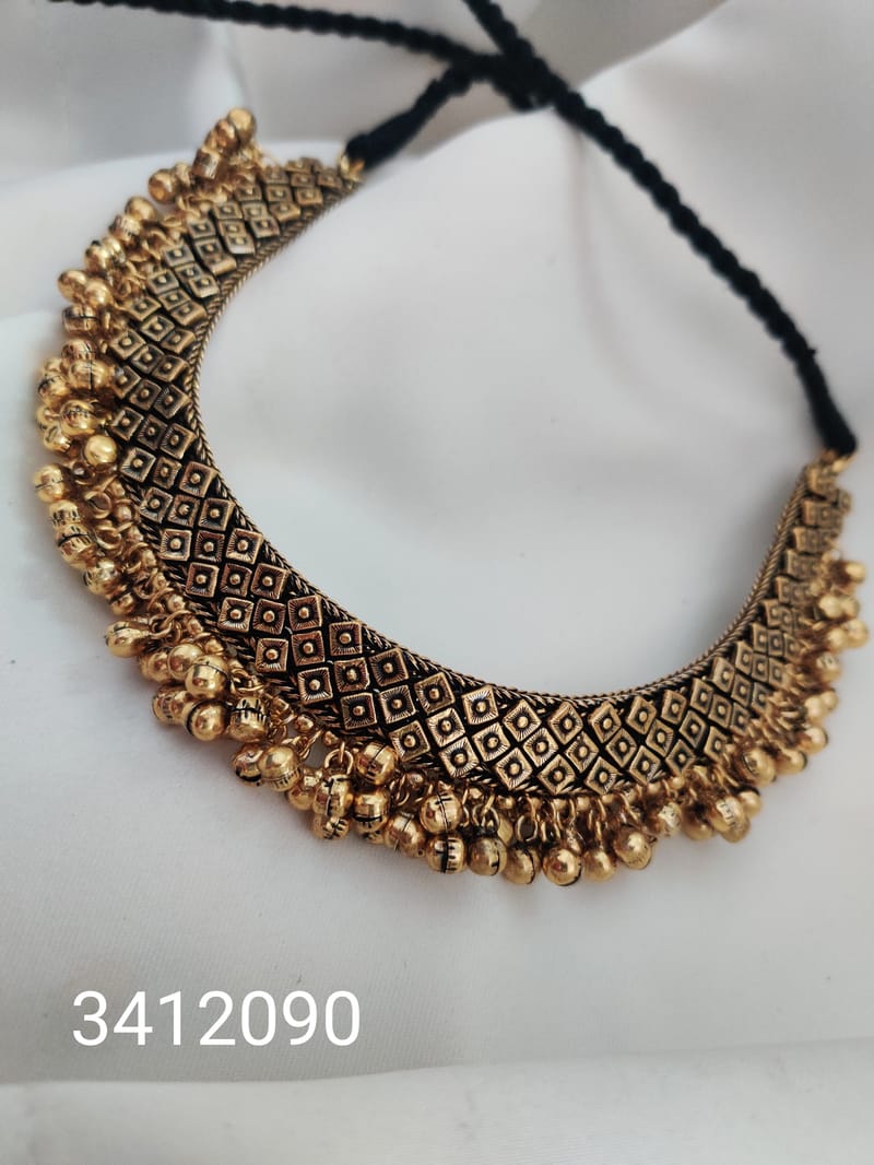 Binni's Wardrobe Gold plated filgree chokar necklace