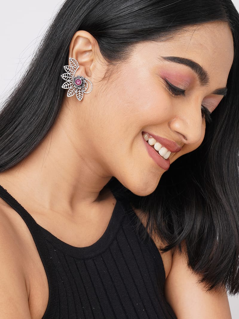 Binni's Wardrobe Silver-Plated Flower Shaped Half earring