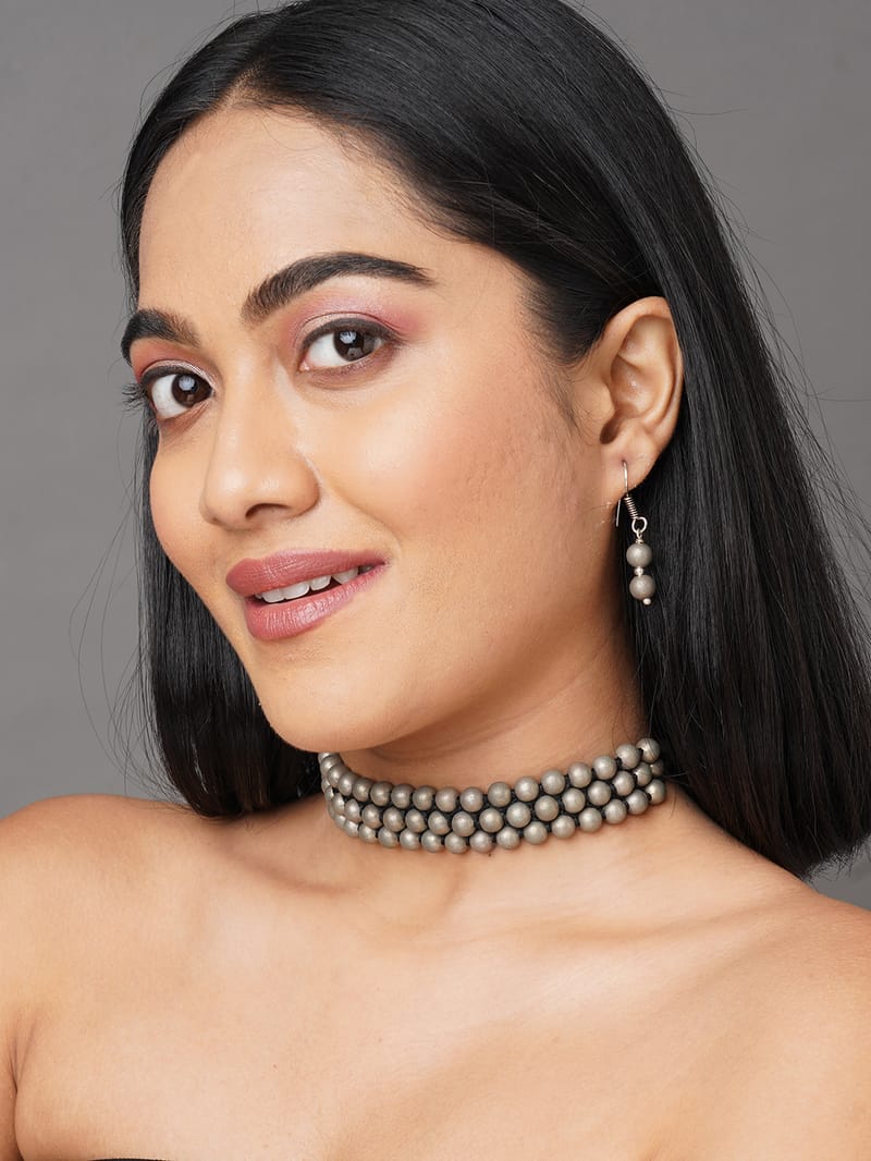 Binni's Wardrobe  german silver oxidised choker necklace