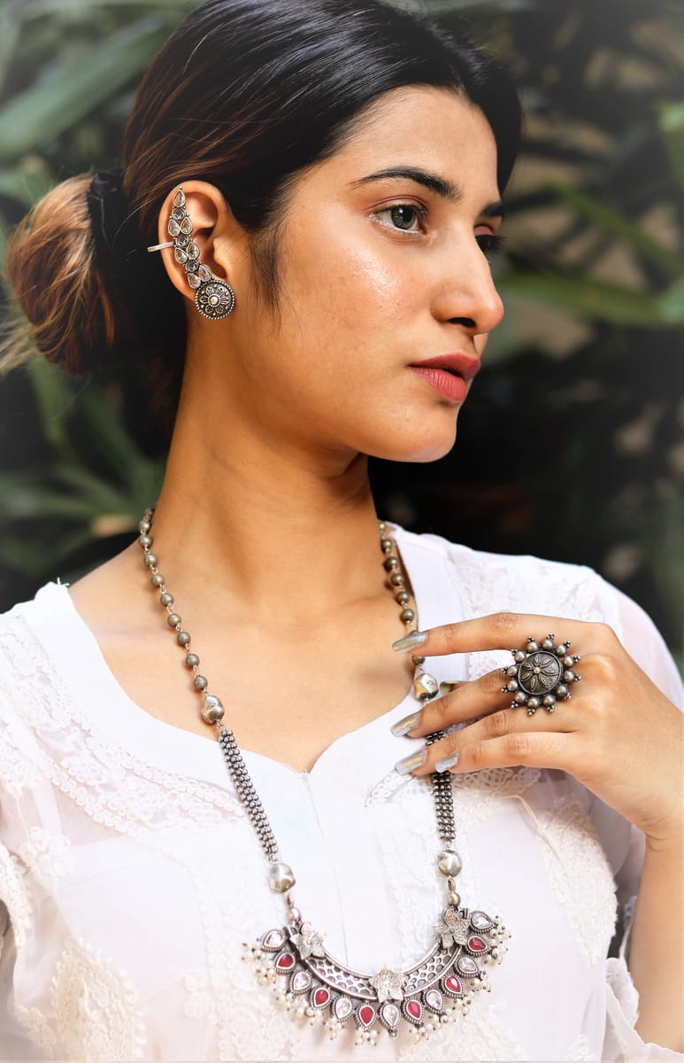 Binni's Wardrobe Silver-Toned Adjustable Finger Ring