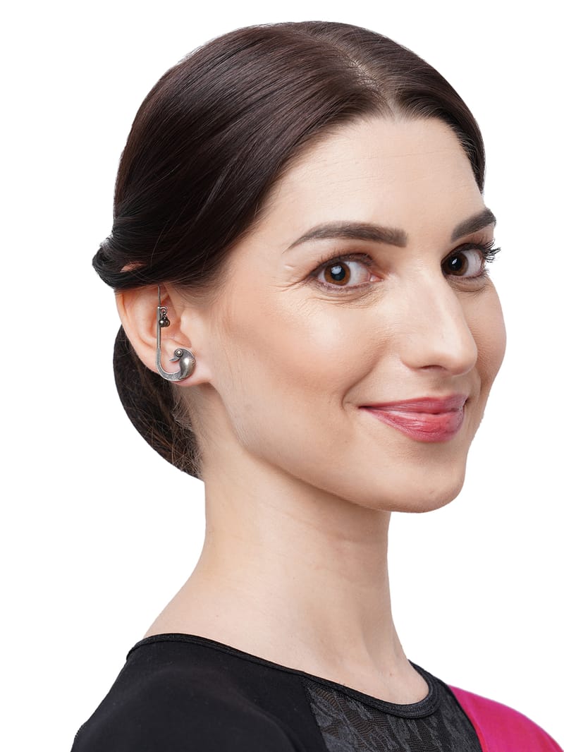 Binni's Wardrobe Silver-Toned Contemporary Ear Cuff Earrings