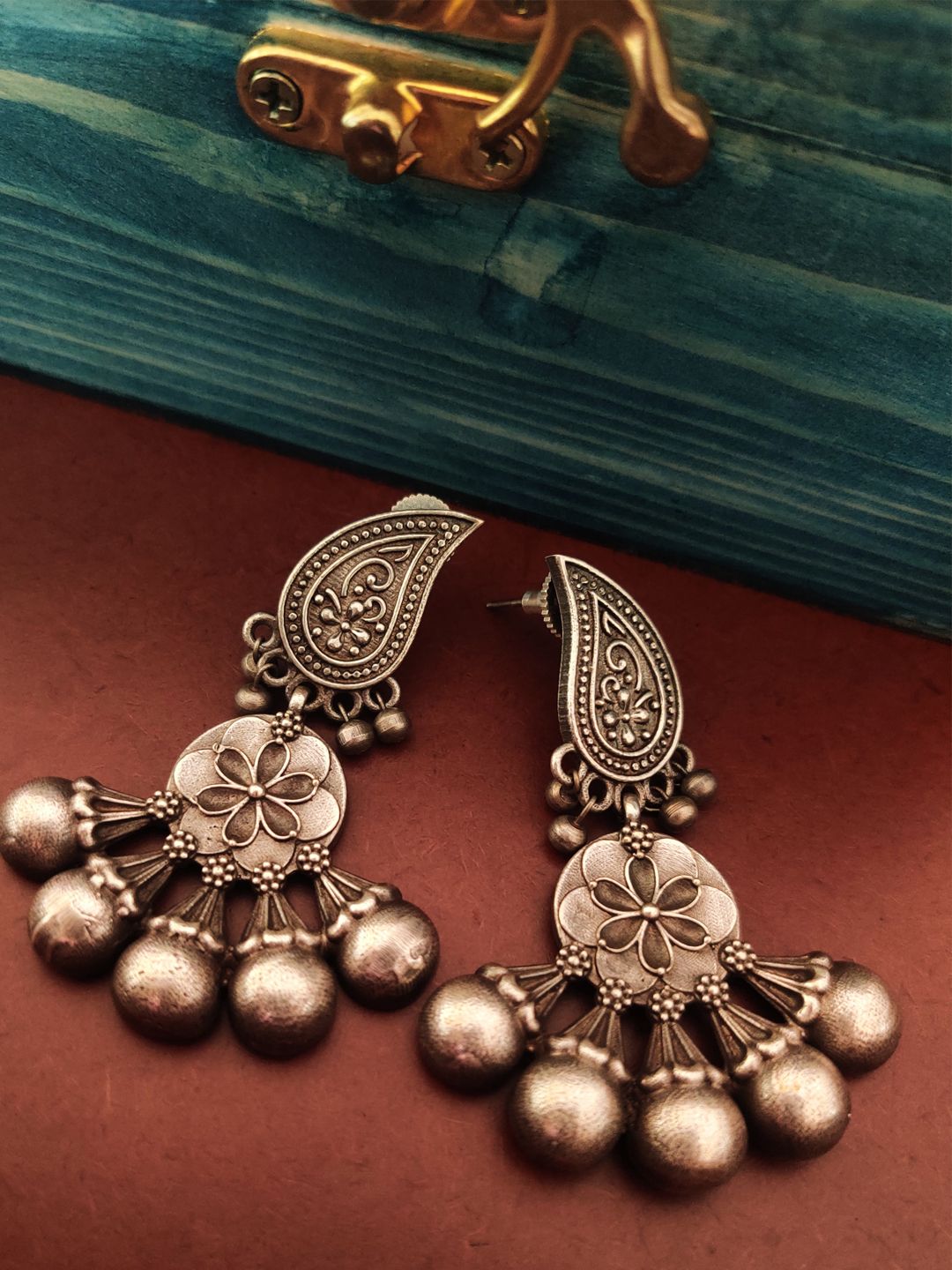 Binni's Wardrobe Silver-Toned & Plated Crescent Shaped Contemporary Drop Earrings