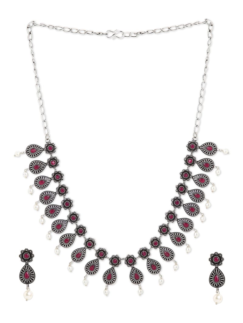 Binni's Wardrobe German silver red stone long necklace