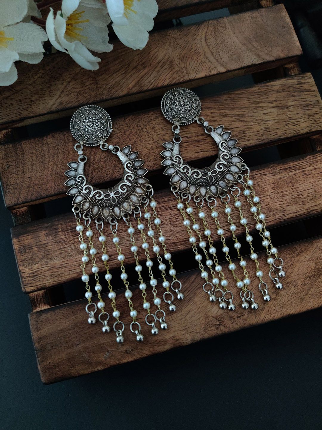 Binni's Wardrobe Silver-Toned Contemporary Drop Earrings