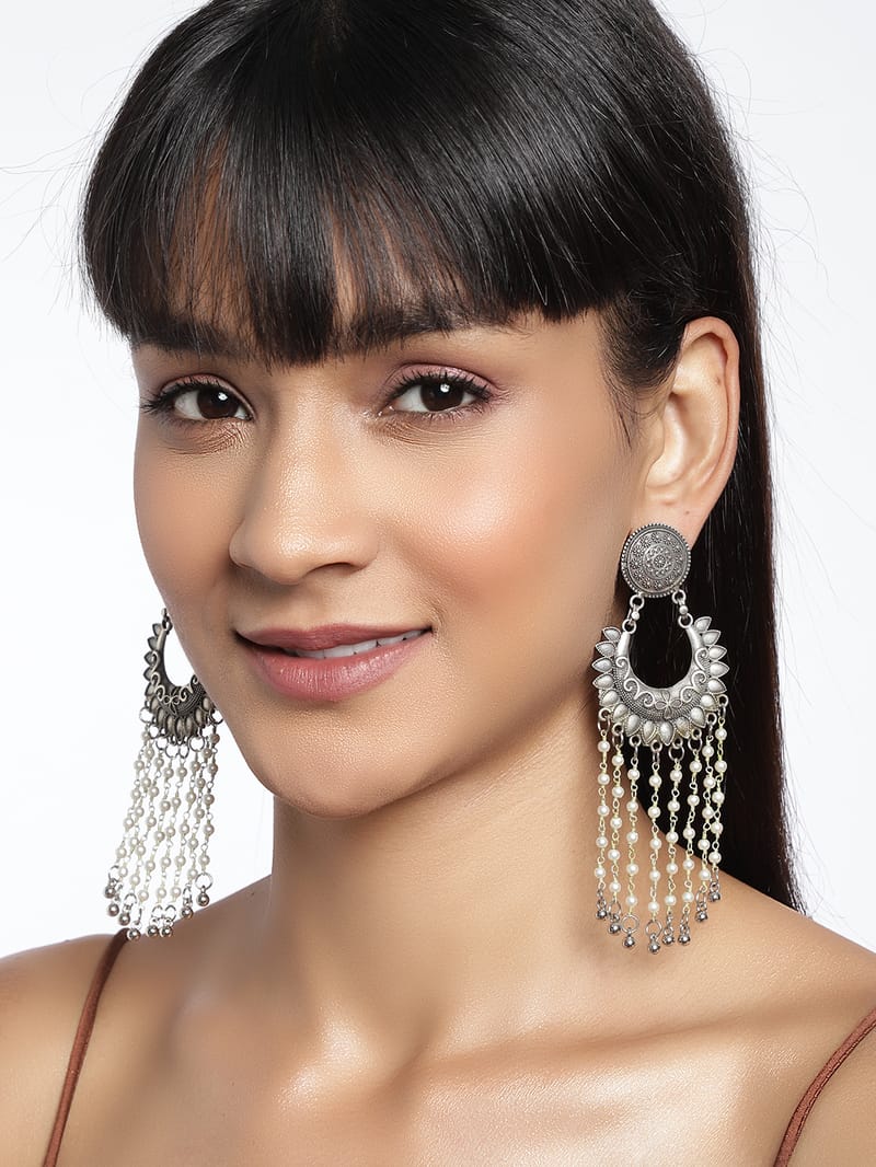 Binni's Wardrobe Silver-Toned Contemporary Drop Earrings