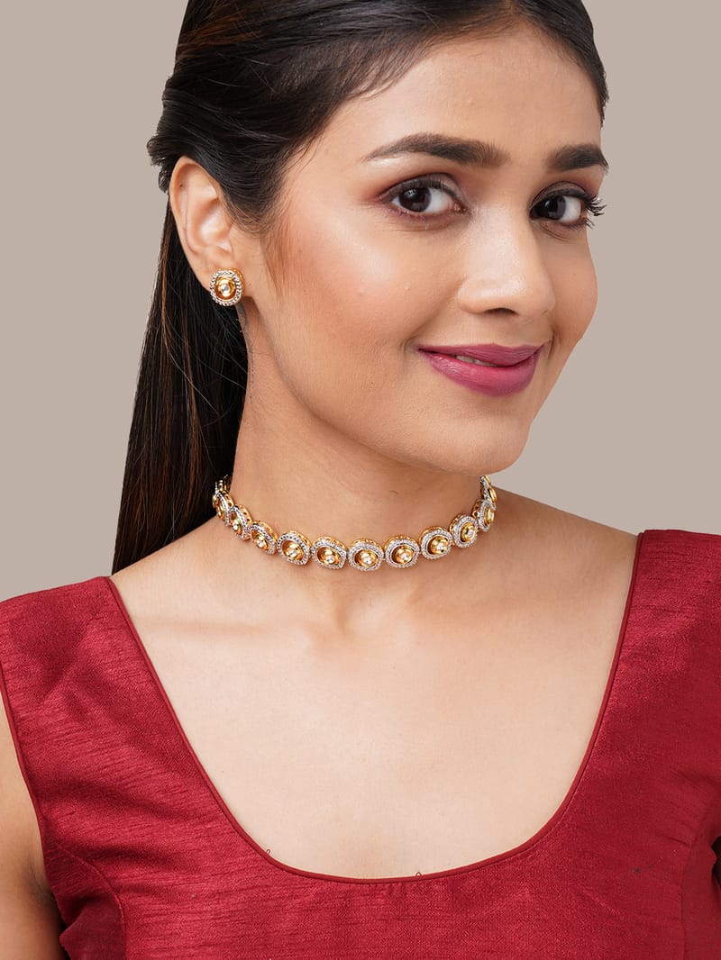 Binni's Wardrobe  gold plated polki dot necklace set