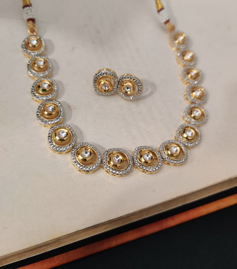 Binni's Wardrobe  gold plated polki dot necklace set