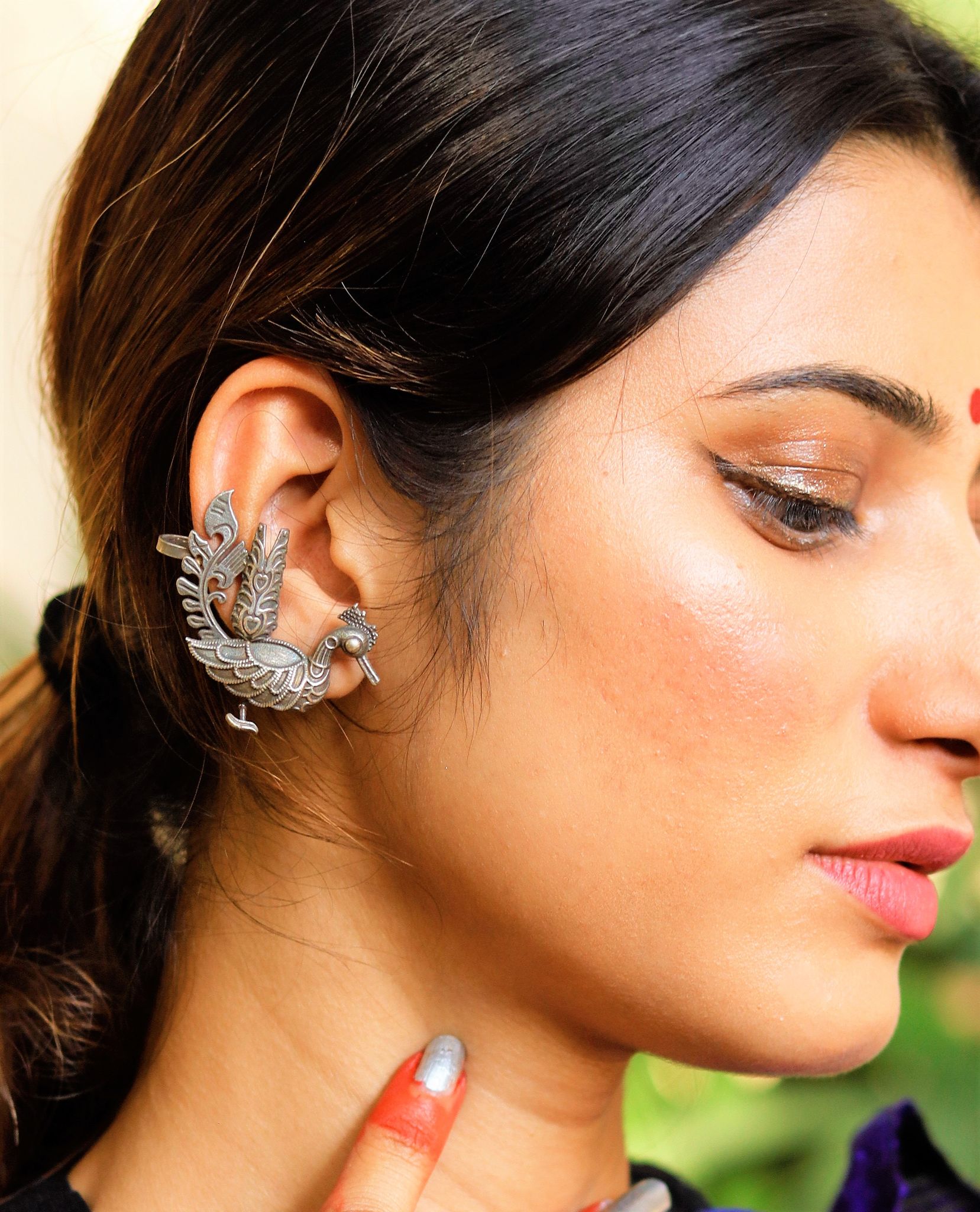 Binni's Wardrobe Oxidized Silver-Toned Birds Shaped Stud Earrings