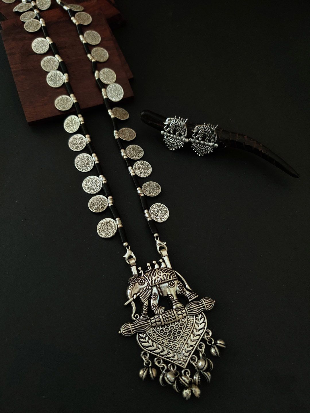 Binni's Wardrobe Silver-Plated Oxidised Coin Jewellery Set