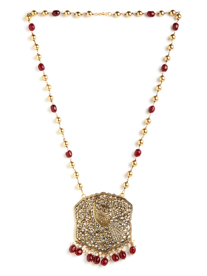 Binni's Wardrobe  gold plated red beaded necklace set