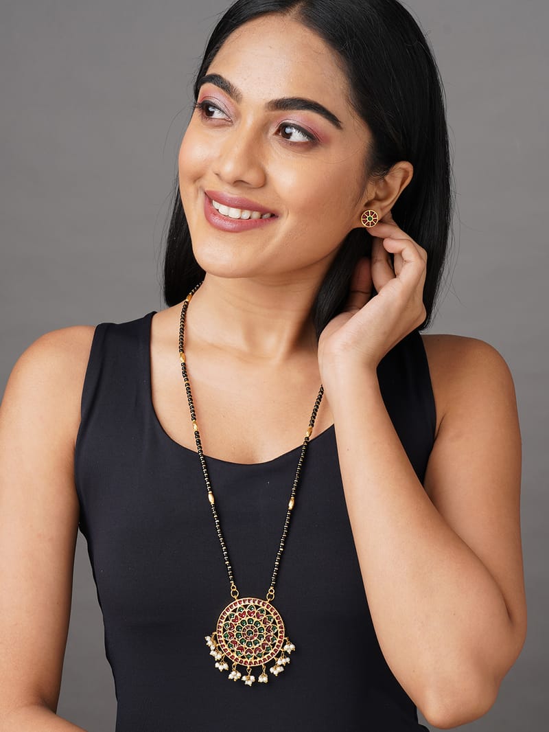 Binni's Wardrobe  gold plated Black beaded mangalsutra