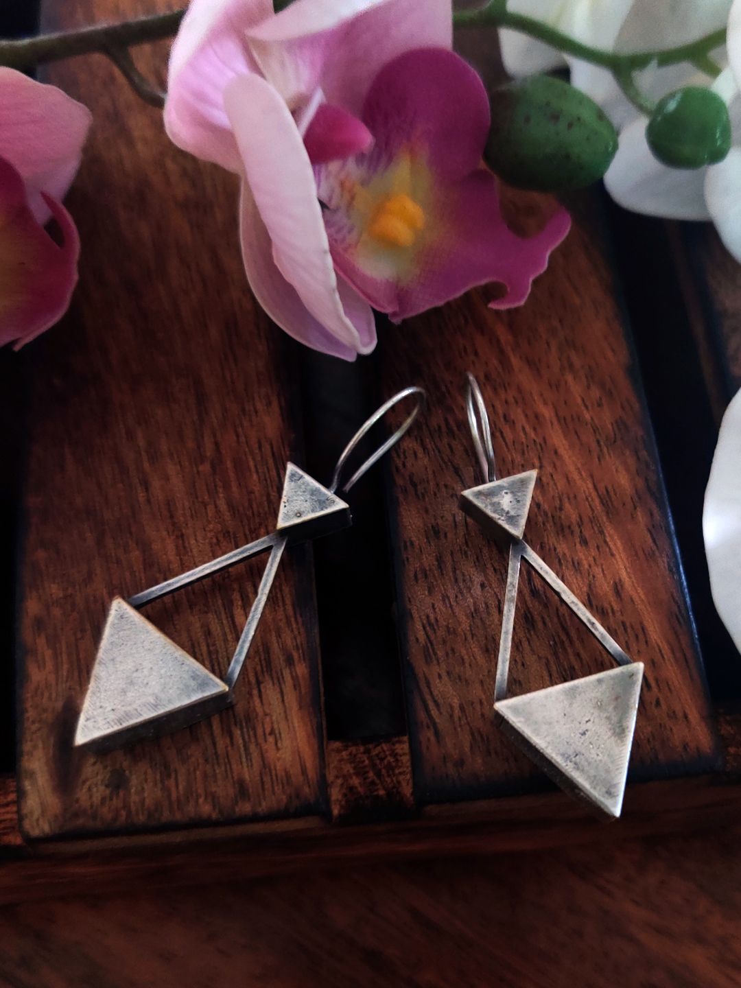 Binni's Wardrobe German Silver Geometric Drop Earrings