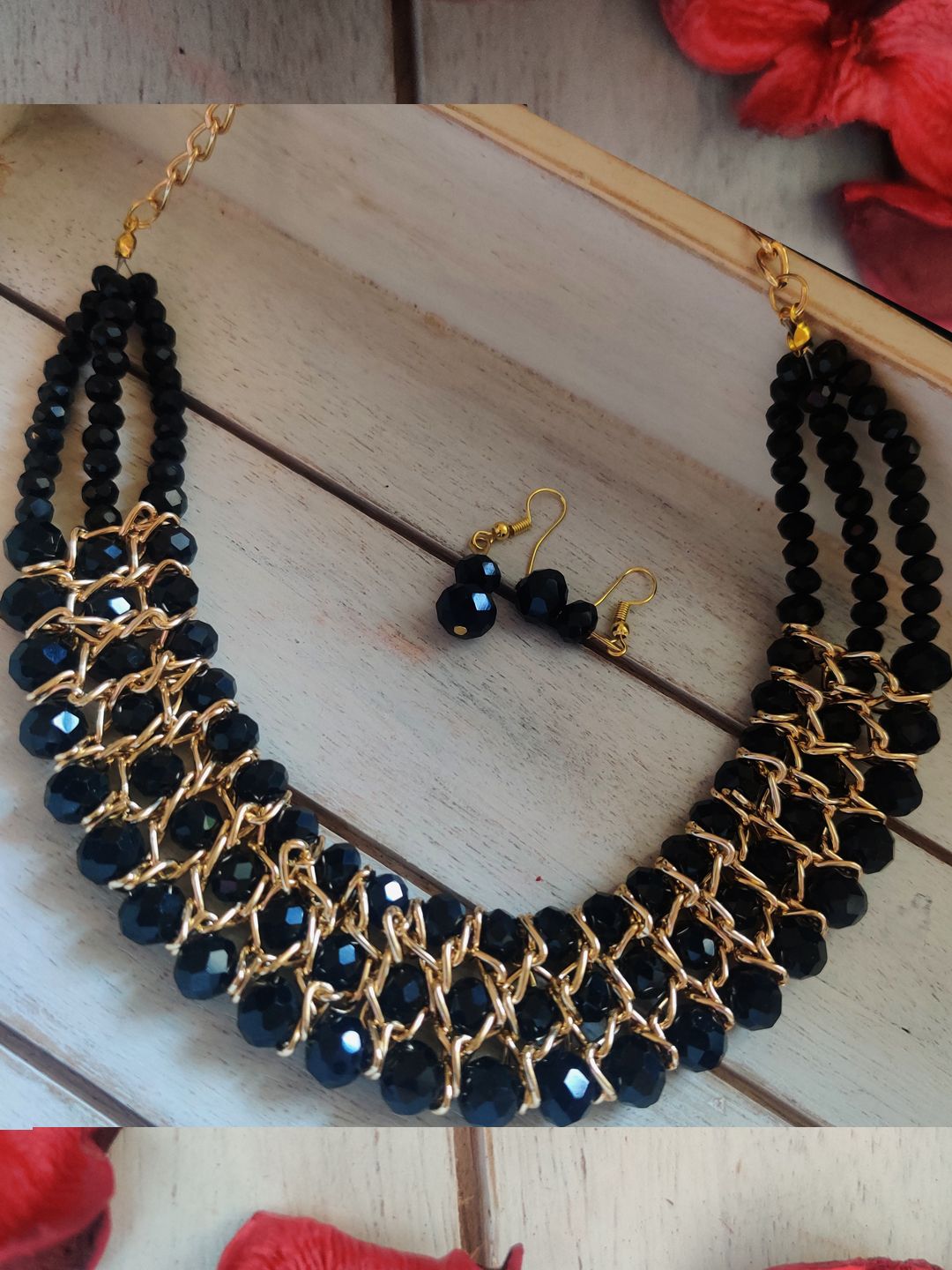 Binni's Wardrobe  Women black stone layered necklace