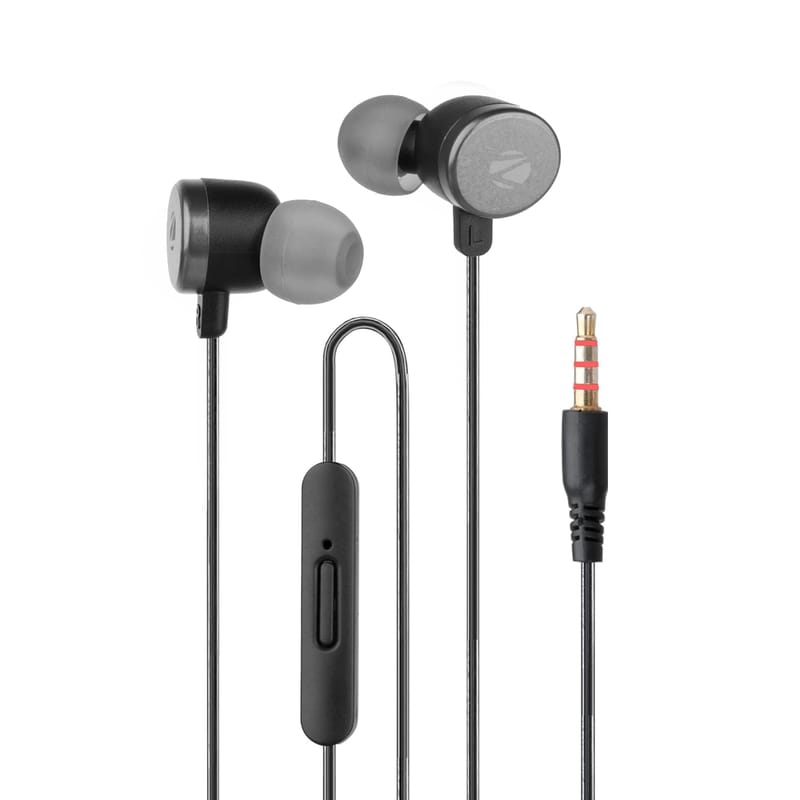 ZEBRONICS Zeb-Bloom Wired Headphones with 3.5mm Jack and 1.2m Cable (Black+ Metal Grey)