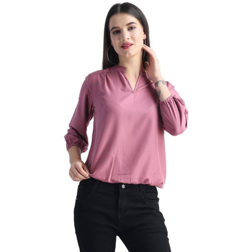 LACEIT Women Mandarin Collor and  3/4 Sleeve  Top(Velvet)