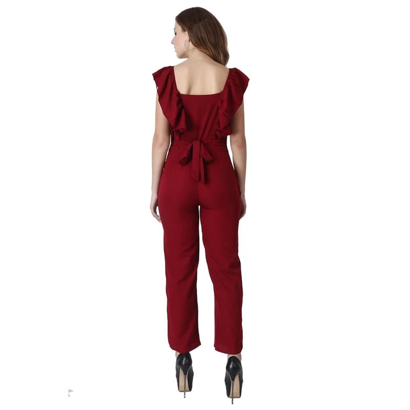 LACEIT  Women's Maxi Jumpsuit(Maroon)