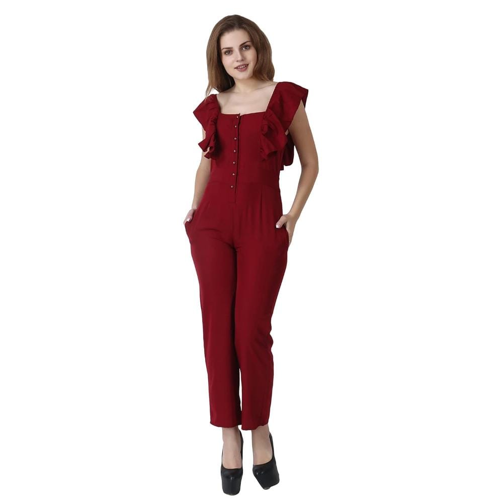 LACEIT  Women's Maxi Jumpsuit(Maroon)