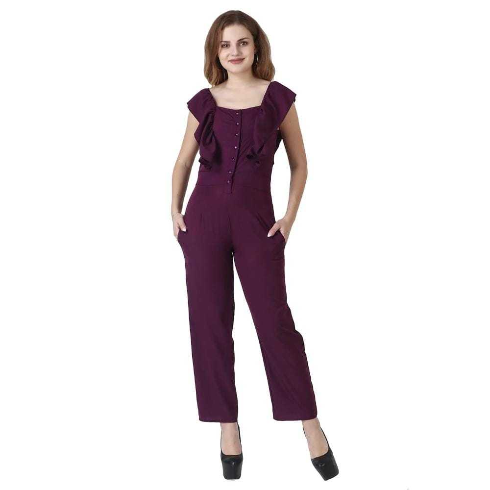 LACEIT  Women's Maxi Jumpsuit(Wine)