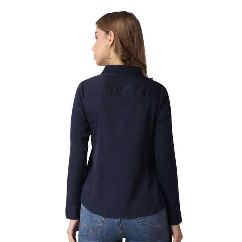 LACE IT Women's Long Sleeve Formal Shirt (Navy)