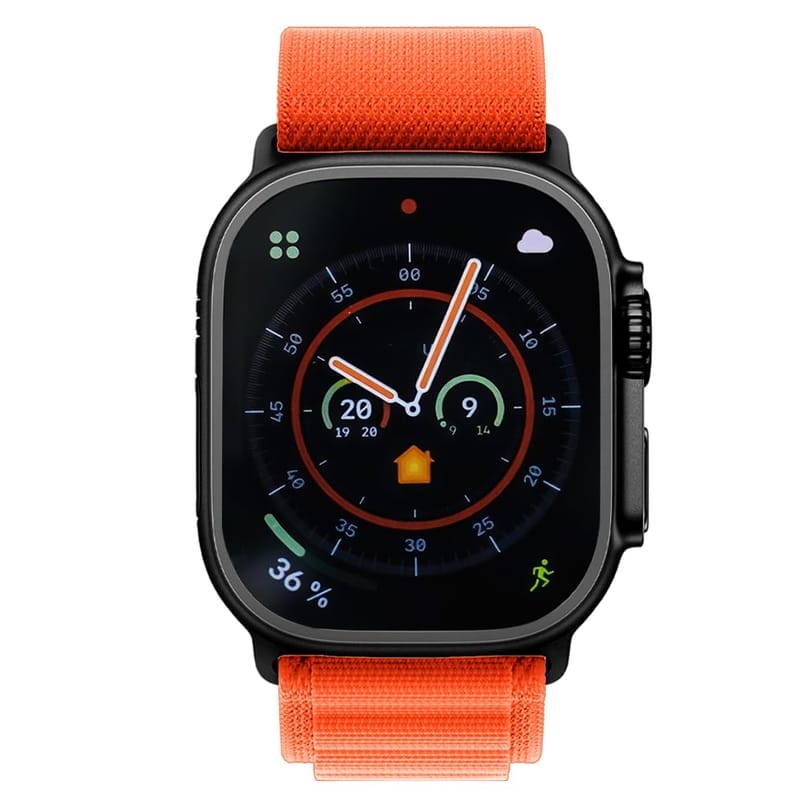 Nu Republic Creed Ultra Smartwatch with 2.0" HD Display, BT Calling, Health Monitor & AI Voice Assistant with One Extra Strap (Black/Orange, Free Size)