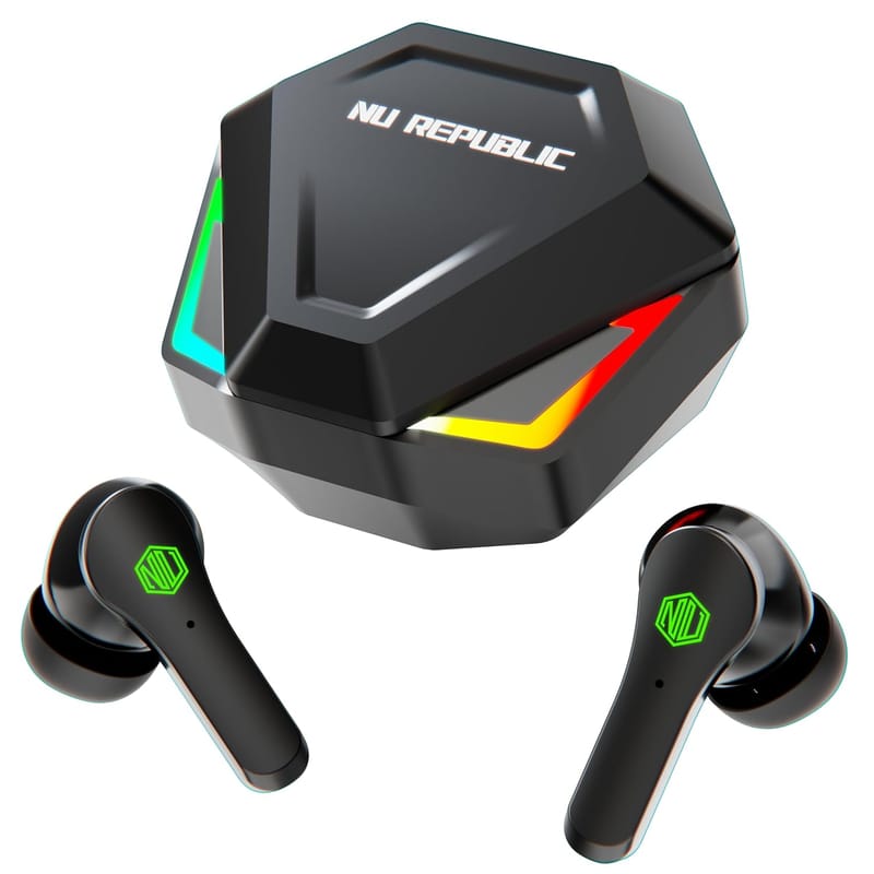 Nu Republic Starbuds Z Earphone, Earbuds Bluetooth Wireless with X-Bass, ENC Technology, 56 Hrs Playtime, TWS with Mic and Hall Sensor, Bluetooth V5.3, Type-C Fast Charging (Black)