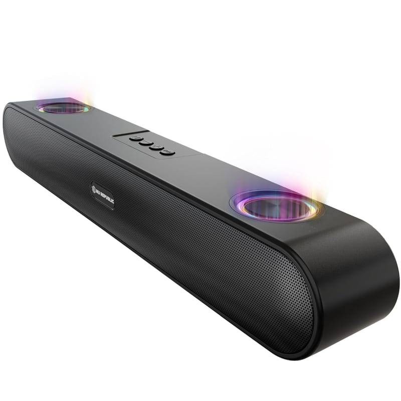 Nu Republic Party Box 16 Bluetooth Speaker, Soundbar with X-Bass Technology, Upto 10 Hrs Playtime, Multiple RGB LED Lights, 16 W Output (Black, 2.0 Channel)