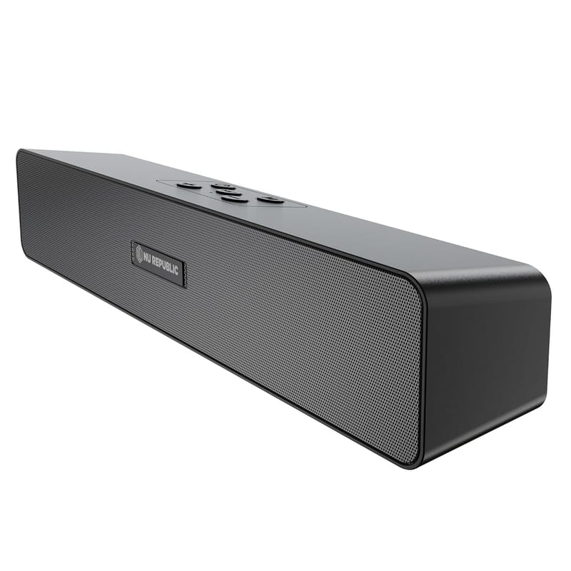 Nu Republic Soundbar 20 Bluetooth Soundbar with X-Bass Technology, 52mm Dynamic Drivers, Upto 12 Hrs Playtime, 20 W Output, Aux/USB Port (5.0 Channel) (Black)