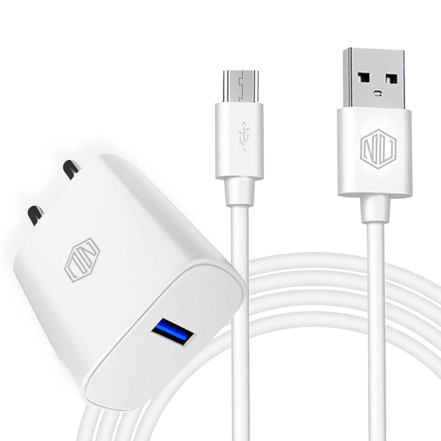 Nu Republic Sprint Ultra 12W Superfast Wall Charger Adapter with Cable Micro USB to USB-A, (White)