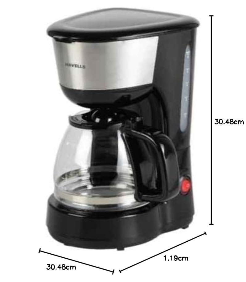 Havells Drip CAFE-N 6 -600 Watt 6 Cup filter coffee maker with Anti-drip valve  (Stainless Steel and Black)